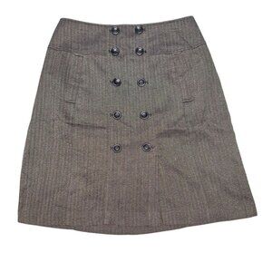 Apt‎ 9 Skirt Womens Size 10 Brown Buttons Zip Side 16W x 23L A Line Academia